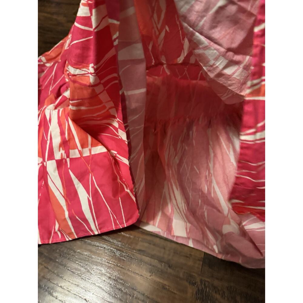 London Times Roya Maxi Dress Pink Orange Square Neck Cotton Sz:10 Beach - Picture 3 of 10